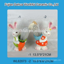 Easter decor ceramic utensil holder in rabbit shape